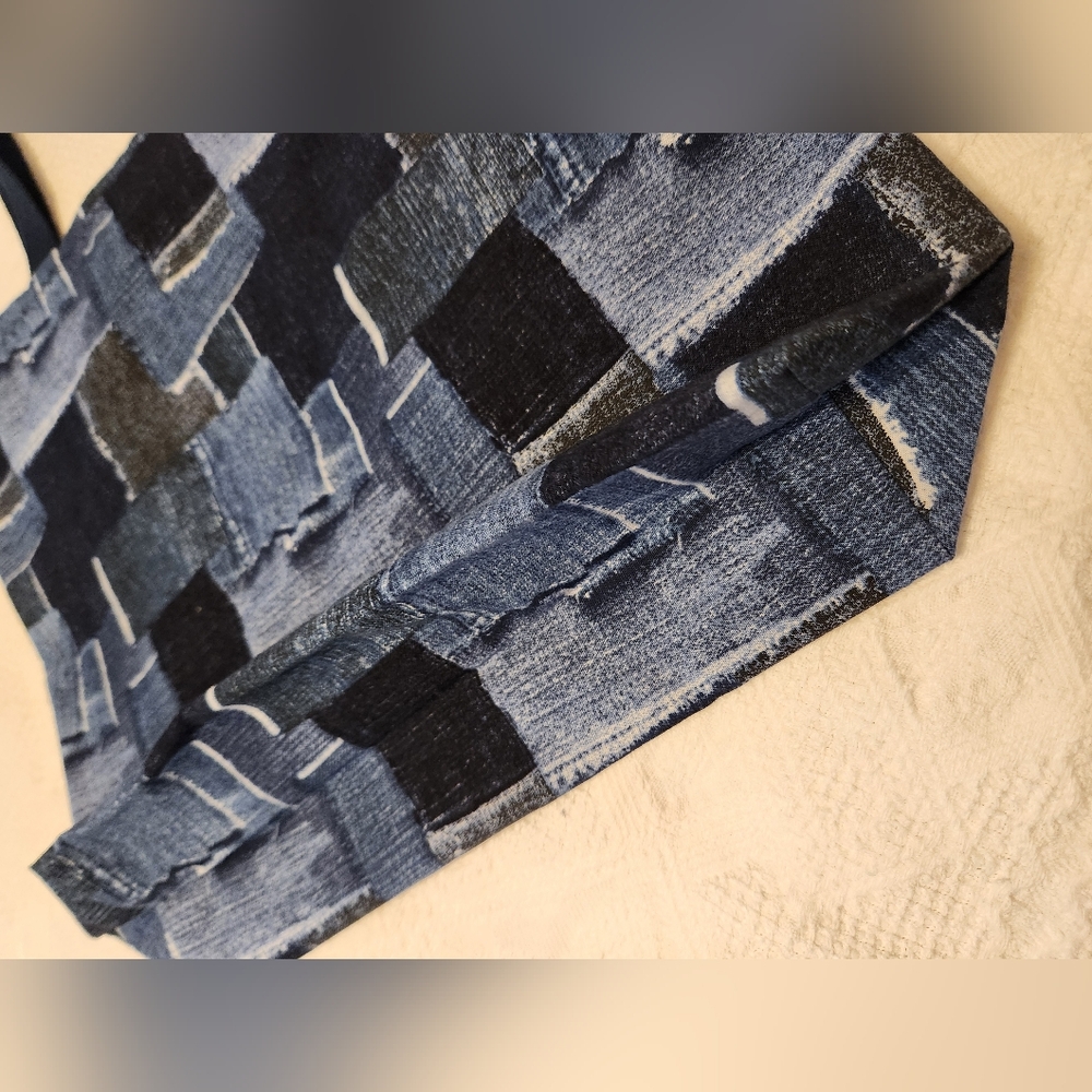 Handmade Blue Cotton Tote Bag - Picture 2 of 4